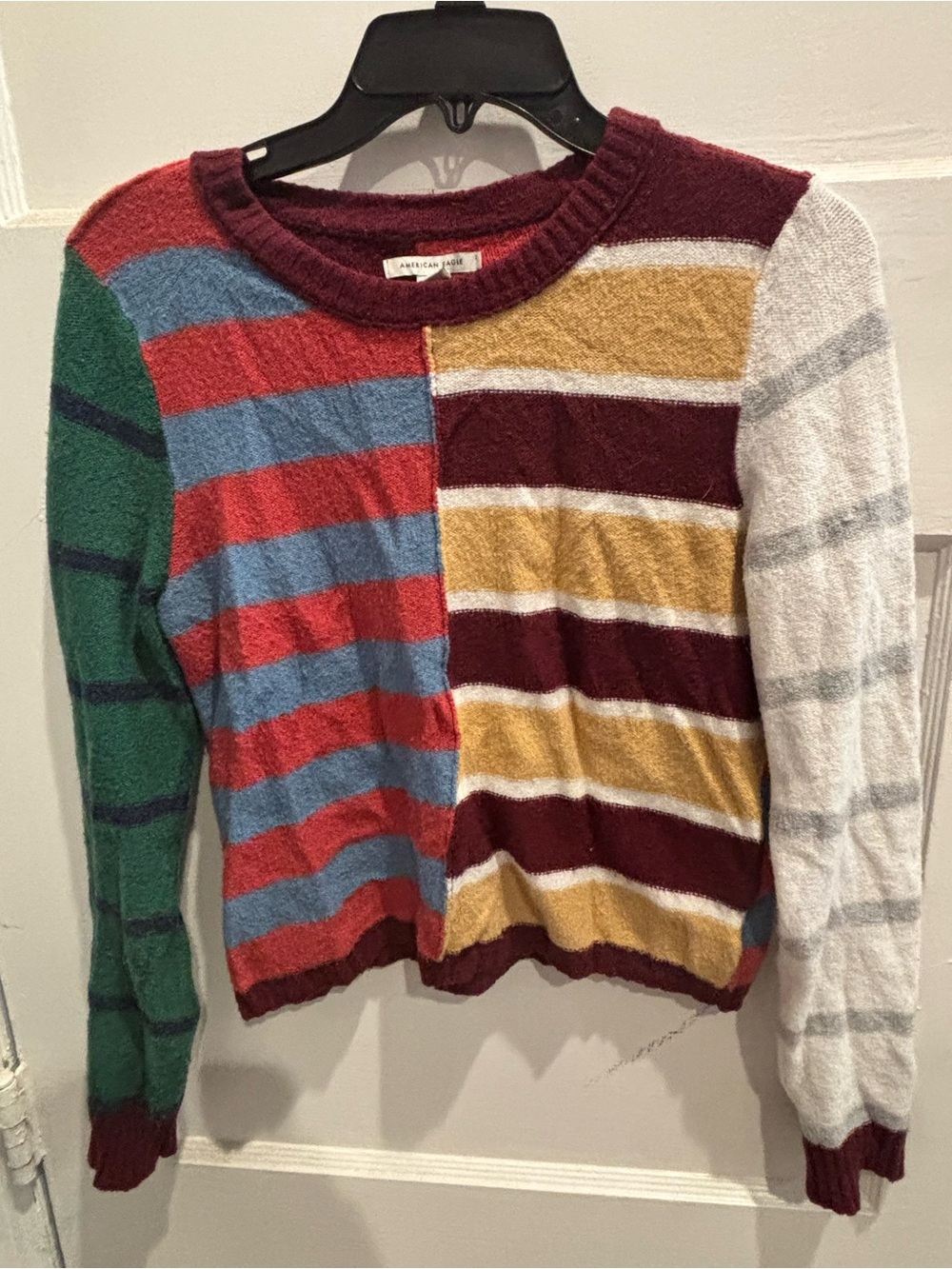 Striped Colorblock Crewneck Sweater - Multicolor - American Eagle